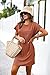 miduo Womens Oversized Fashion Spring Summer Crewneck Short Sleeve Ribbed Vacation Mini Shirt Short Dress Rust M