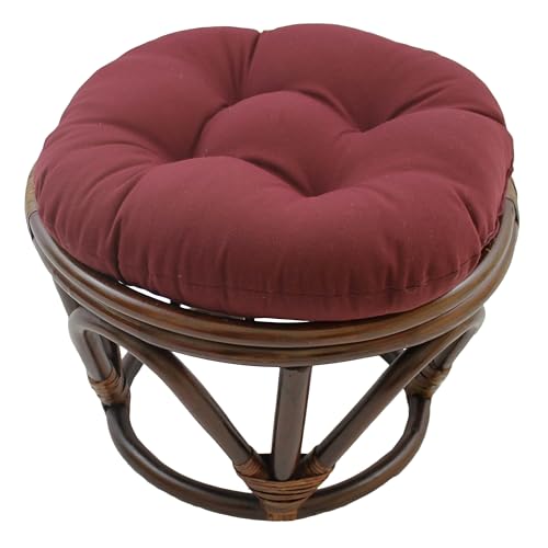 Image of Blazing Needles Solid Twill Round Footstool Cushion, 18 inch, Burgundy