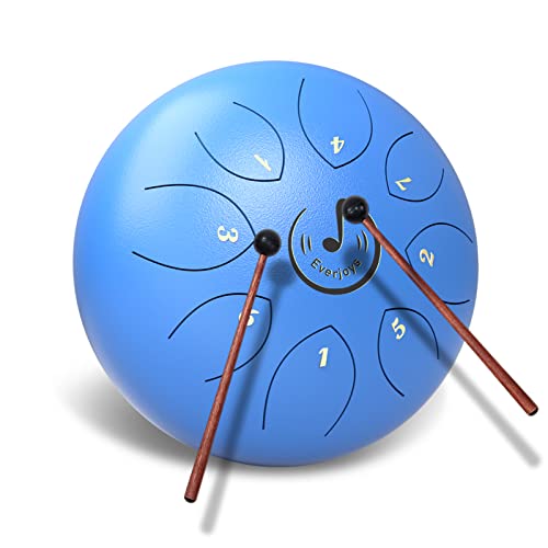Steel Tongue Drum Tambour Handpan à 6 Pouces 8 Tons Clé en C Kit Instrument à Percussion en Acier de Tambour à Main Yoga Méditation l'Éducation zen Camping,avec avec Sac, Livre de Musique Cover
