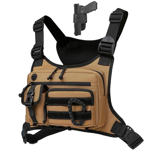 Muserise Outdoor Chest Bag For Men and Women, Tactical Vest For Running, Cycling, EDC Chest Pack Rig For Sports and Workouts