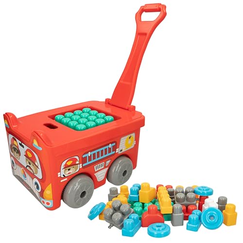ColorBaby Color Block - Bloques construcción bebé, Trolley Coche Bomberos, 30 pzas rígidas de Colores, Varias Formas, Juego Piezas encajables, Juguetes didácticos 18 Meses, 47162