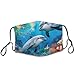 Women Men Windproof, Dust Proof Mouth Face Mask Fashion Scarf Blue Ocean Underwater World Dolphin Art Face Covering Face Bandana, Adjustable Face Decorations for Sports Travel Hiking