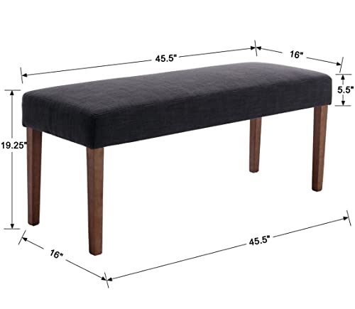 Vescasa Charcoal Linen Upholstered Dining Bench With Natural Wood Legs, 44.5" W Entryway Farmhouse Padded Bench For Dining Room, End Of Bed, Kitchen, Living Room, 1 Pc #TOP2