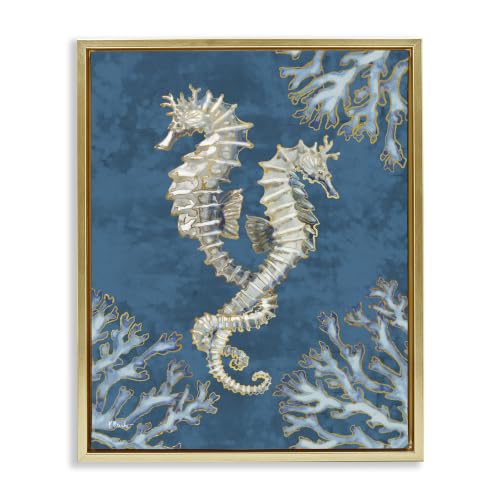 'Intertwined Seahorses Playa Sealife'| Floating Frame Canvas Art