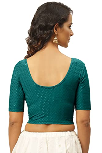 Image of Fressia Fabrics Women's Black Cotton Stretchable Readymade Saree Blouse