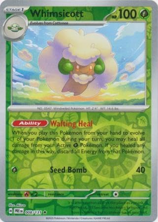 Pokemon - Whimsicott 008//131 Prismatic Evolutions – Reverse Foil Single Card