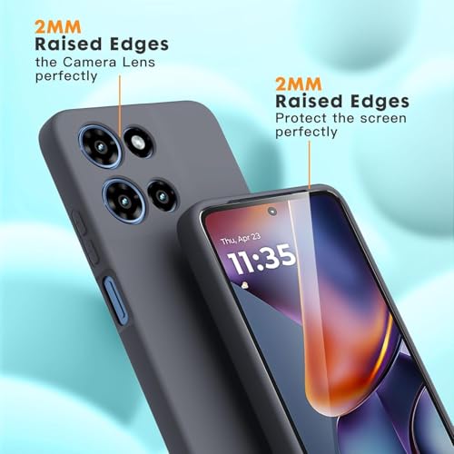 Image of DIZORO Microfiber Candy Case for Motorola Edge 60 Pro 5G Smooth Touch Cushion Liquid Soft Silicone Gel Rubber Phone Cases Non-Slip Full Body Protective Shockproof Back Cover - Space Grey