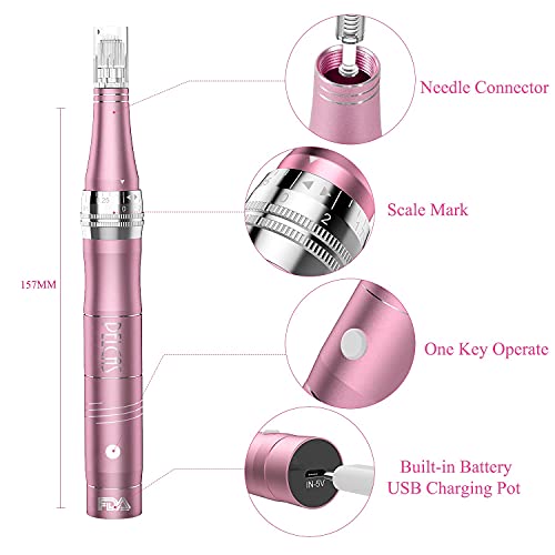 Pelcas Electric Cordless Microneedling Pen With 24 Pcs Replacement Cartridges, Adjustable 0.25Mm Microneedle Dermapen Easy To Use At Home #TOP5