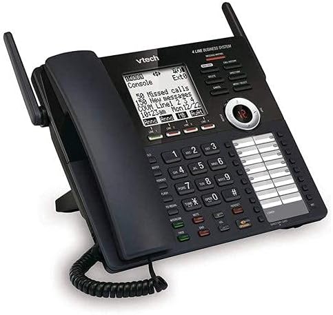 Close-up of VTech AM18447 main console display and keypad