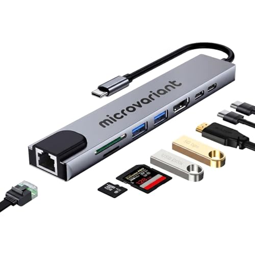 Image of Cport 8-in-1 Type C Hub /Docking Station with 4K HDMI, Data Transfer Multiport Adapter, 100W Power Delivery,USB 3.0,100MBPS Ethernet,SD /TF Card Reader,for All Type C Devices-MacBook, Laptop