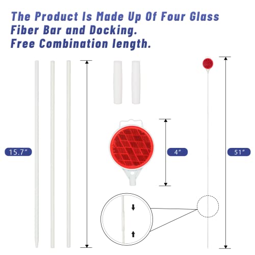 Image of DXSIGN Reflective Driveway Markers, Reflectors for Driveway Entrance, Snow Plow Markers, 51 Inch Fiberglass Pole Double Sided Reflector for Driveway (Pack of 8)