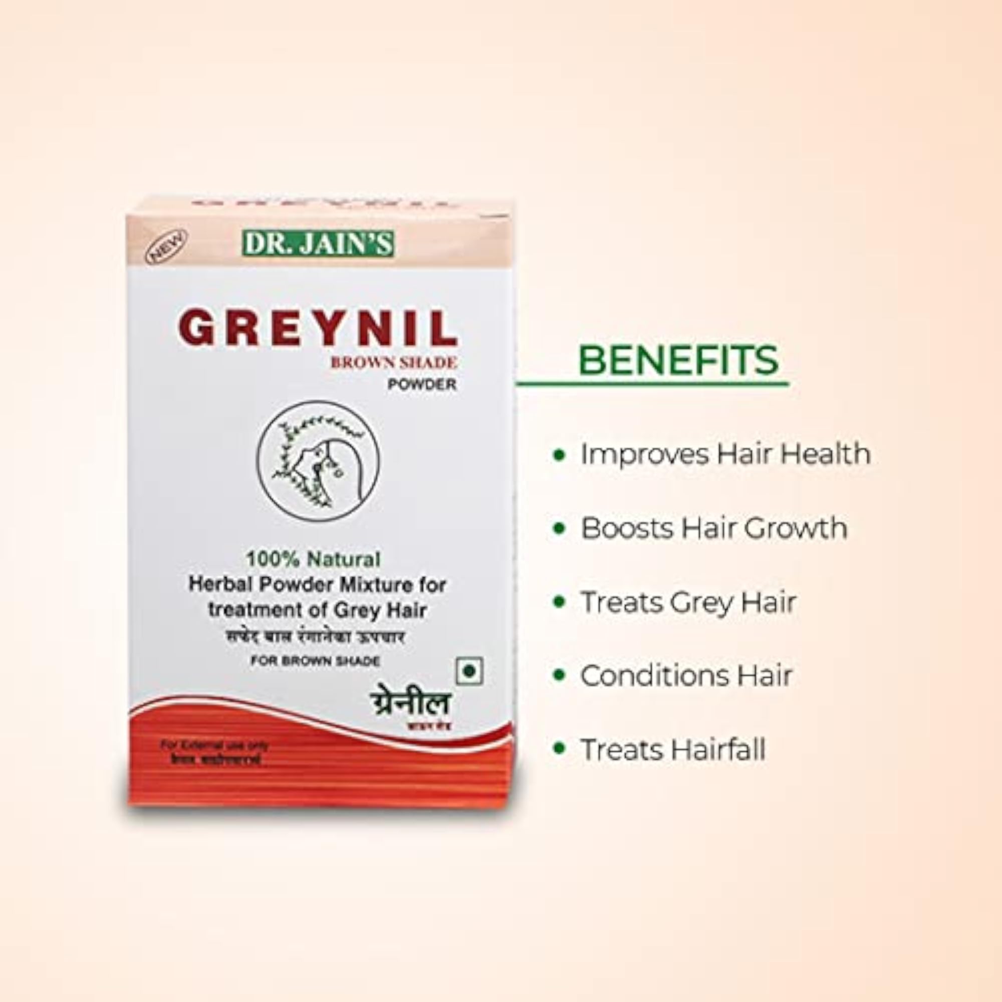 DR. JAIN'S GREYNIL Herbal Hair Color, Brown Shade Powder