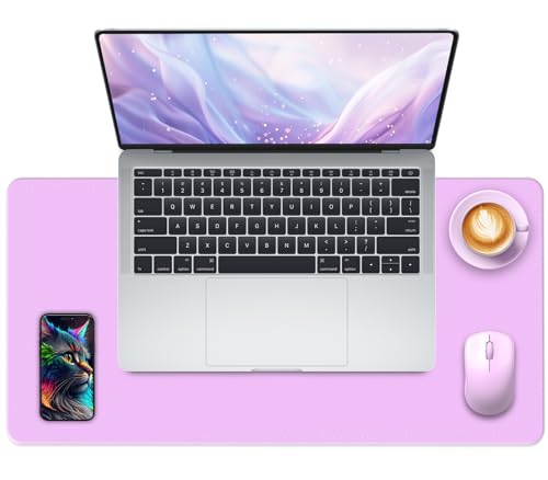 METEOROCK Almohadilla de escritorio antideslizante, alfombrilla de mouse grande de 24 x 14 pulgadas, alfombrilla de escritorio de piel sintética con gamuza, almohadilla de escritorio para laptop,