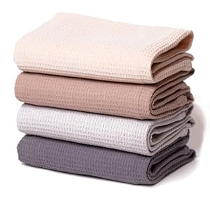 Happy Home Strofinacci cucina cotone | Canovacci cucina 45 x 65 cm | 4 pezzi in aspetto cialda | Asciugamani cucina in quattro colori | Strofinacci cucina moderni