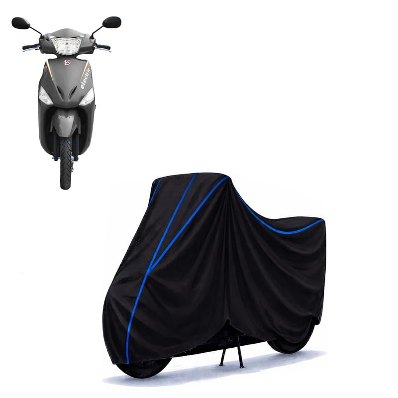 Image of Scooty Cover Water Resistant for Optima LX | Universal Scooter & Bike Cover | Heavy Duty UV Dust, Rain & Scratch Protection | Elastic Fit All Weather Indoor Outdoor | Black with Blue Piping