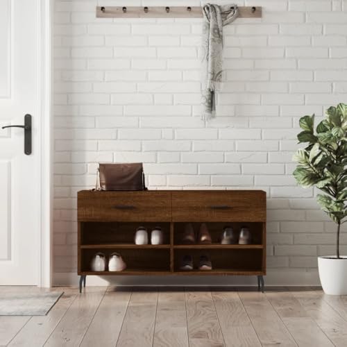DYRJDJWIDHW Mueble Entrada recibidor,sapateira,recibidor Entrada,Banco Zapatero Madera de ingeniería marrón Roble 102x35x55 cmPara pasillos, Puertas y Corredores