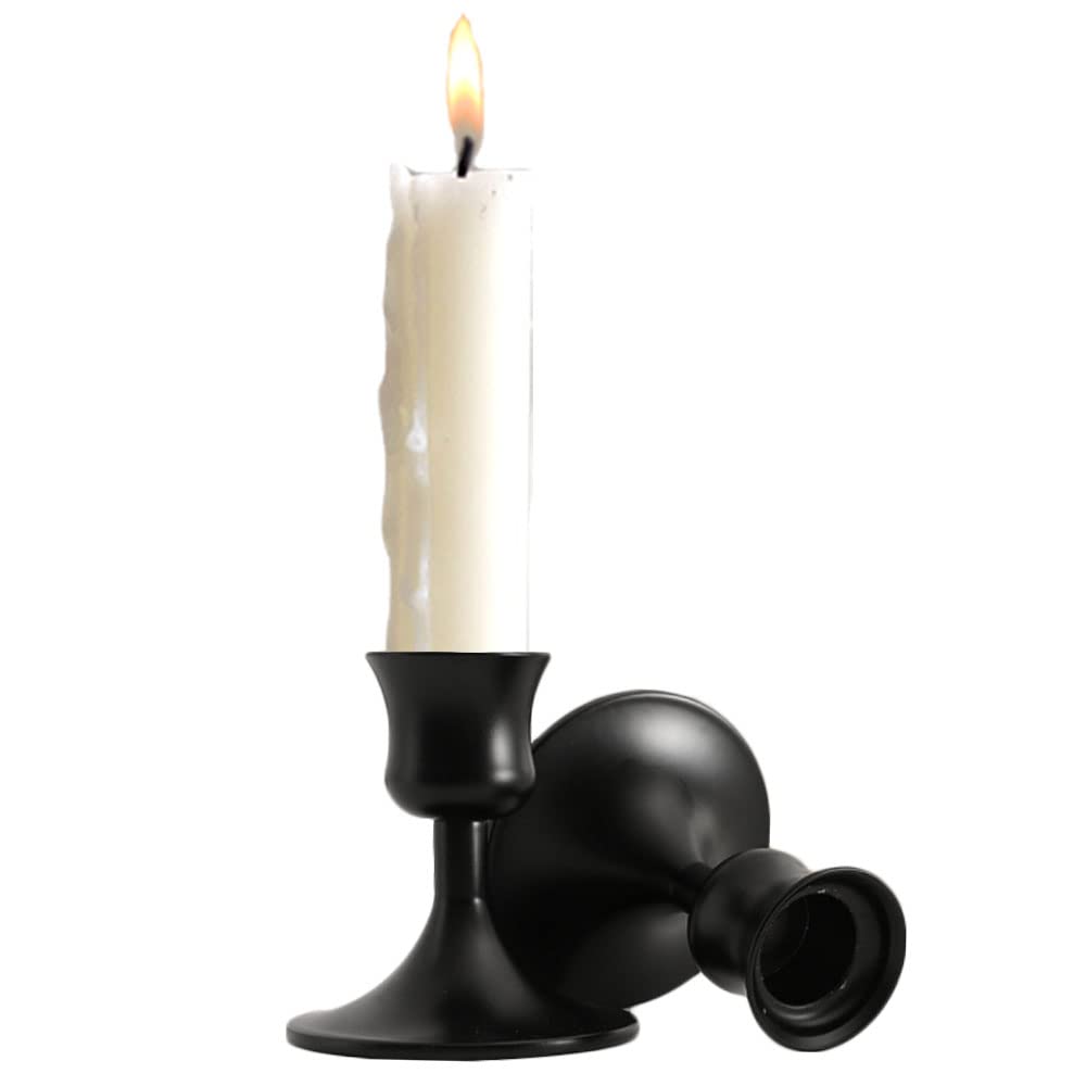 Zasiene Nero Retrò Portacandele Candelieri 2 Pezzi Candelieri Metallo Conici Portacandele in Ferro Battuto Candelabri Nero Candeliere Porta Candelabro Portacandele Natalizio per Cene Decorazioni