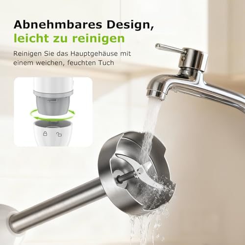 Bonsenkitchen Bonsenkitchen 2-in-1 Pürierstab, 1000 W Edelstahl-Stabmixer, 2 Geschwindigkeiten, mit 700 ml Messbecher mit Deckel, für Babynahrung, Suppen, Smoothies, Pürees - Designansicht 6 | Mixer