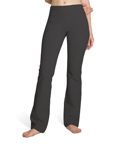 Houmous S-XXXL 29''31''33''35'' Inseam Women's Cotton Bootcut Pants Inner Pocket(Regular-33 Inseam-Grey, XXX-Large)