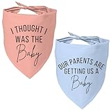 2 Pack Dog Bandanas for Pregnancy Announcement, Cute Adjustable Pet Bandana Scarf for Small Medium Large Dogs, Gender Reveal Puppy Accessories, Soft Breathable Fabric for Puppy Cats(Blue&Pink)