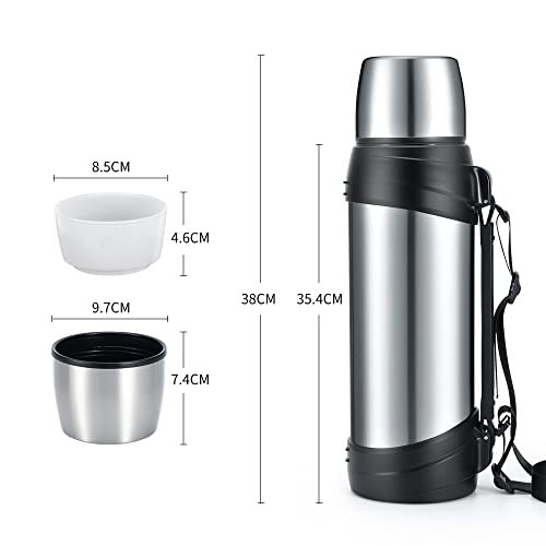 OKADI 85oz Large Coffee Thermoses for Travel - Insulated Water Jug Classic Vacuum Bottle with Plastic Cup - Stainless Steel Thermos for Hiking Fishing