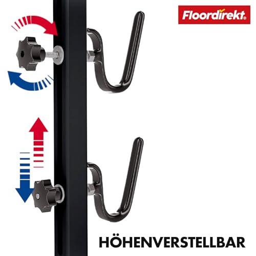 Floordirekt Verstellbarer Fahrradständer mit Gummihaken Fahrrad Montageständer, Fahrradständer, Wartungsständer mit Haken, Fahrradhalter, Montageständer, (Leon)