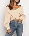 BTFBM Off The Shoulder Sweater for Women Winter Fall Fashion 2026 V Neck Long Sleeve Ribbed Knit Wrap Cropped Sweaters(Apricot, Small)
