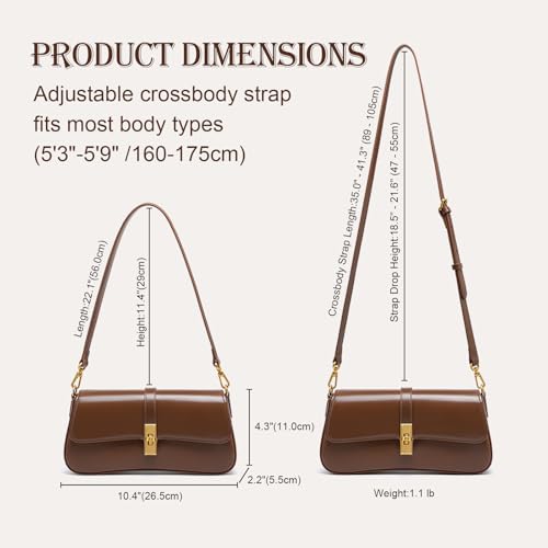Shoulder Bag for Women, Genuine Leather Crossbody Bag Handbag with Removable Adjustable Straps3