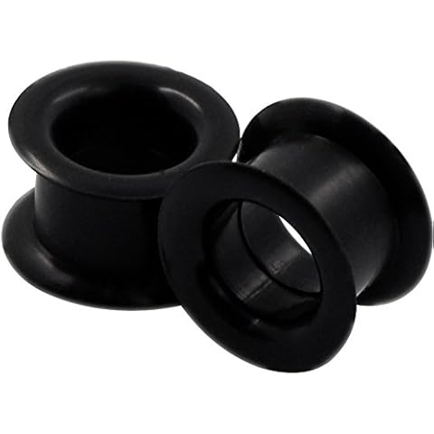 Oyaface 2PCS Black Hard Silicone Flexible Ear Skin Tunnels Expanders Gauges Hollow Sturdy Body Piercing 25mm(1") Cover