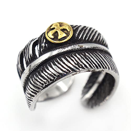 CRYPIN Bague en Acier au Titane pour Hommes rétro Bague en Acier dominatrice pour Hommes à la Mode Bague en Plumes 7-12