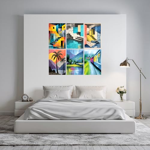 Image of SiddArtify Abstract Architecture Wall Art Poster Print Set - Modern Art Prints for Living Room Bedroom Office - 8x12 inch Board Pack of 6
