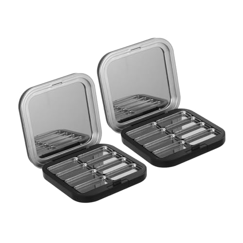 PATKAW 2 Piezas caja de sombra de ojos organizador cosmeticos organizador de cosmeticos paletas de maquillaje paleta cosmética magnética cajas organizadoras caja organizadora hierro Black