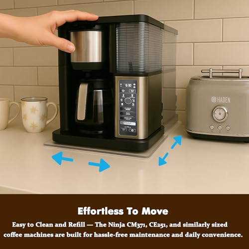 Image of Transparent Acrylic Appliance Slider - 13 inch x 9.45 inch Coffee Maker Slider Tray for Countertop, Compatible with Ninja CM401, CE251, CM371, BLACK+DECKER CM5000B, and Other Small Appliances