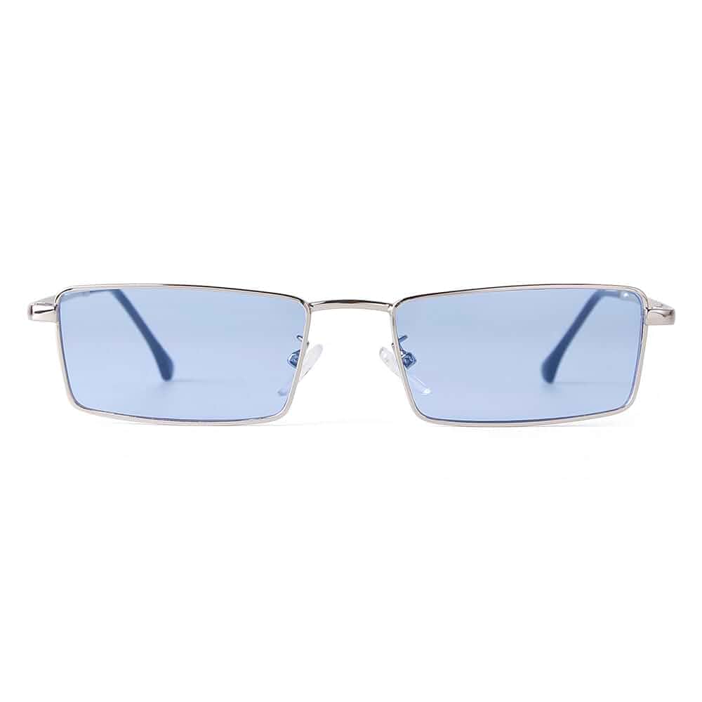 Small Y2K Narrow Rectangle Sunglasses for Women Men Trendy Raves,80s 90s Retro,Lightweight,Thin Metal Frame,UV400 Protection,Fashion Glasses for Festival Travel Driving