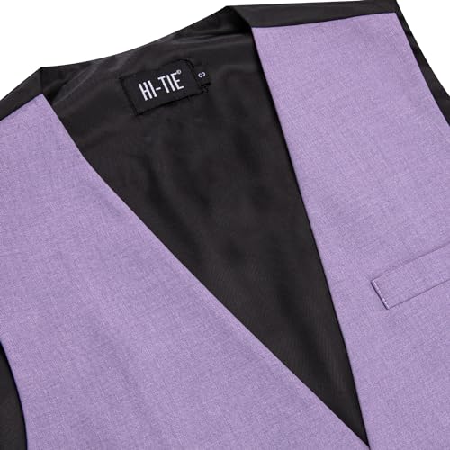 Image of Hi-Tie Men's Formal Suit Vest Solid Fit Vest for Men 3 Pockets V Neck Waistcoat Business Wedding Casual