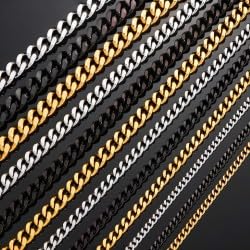 Generic Men's Stainless Steel Cuban Link Chain Necklace - Gold, Silver, or Black - 3mm,5mm,7mm,9mm,11mm2
