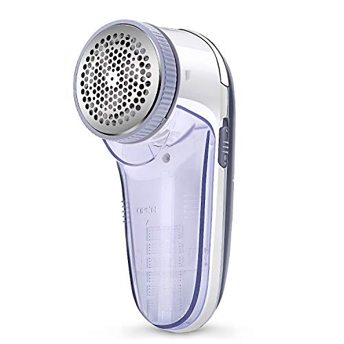 Nooa Fabric Shaver Defuzzer, Electric Lint Remover Battery Operated, Dual Protection, Removable Bin, Easy Remove Fuzz, Lint, Pills, Bobbles, Light Gray