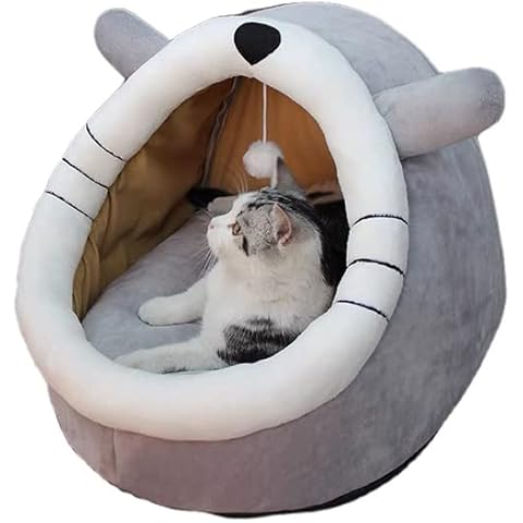 Cat Beds for Indoor Cats, Cat House with Hanging teaser toy, 2 in 1 Cat cave for playing and sleeping, Pet Bed suitable for Cats and Small Dogs Cover
