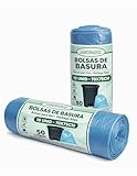 JARDIN202 - Bolsas de basura 50 litros con autocierre azul 70x75 cm 10 unidades resistentes y antigoteo para uso doméstico y profesional | Pack 5 uds -