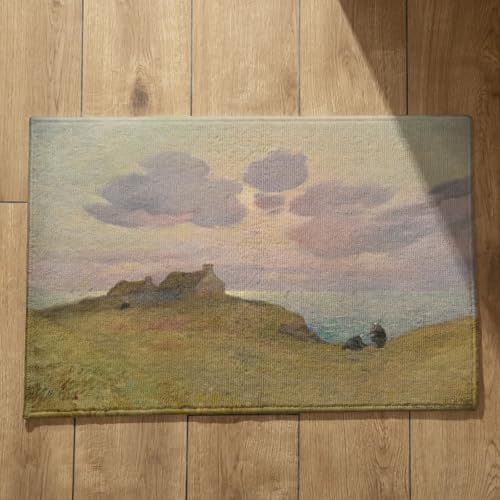 CEVAN Alfombra para Puerta de Entrada Felpudo Terraza Exterior Lavable Arte de Pintura Al Óleo Paisaje Alfombra Patio Interior Felpudo de Interior 45x75cm