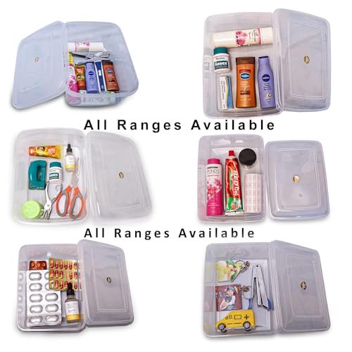 Image of Chetan Rectangle Plastic Storage Boxes, Transparent Containers, Medium Boxes for Jewellery /Medicines /Stationery /Cosmetics /Accessoriesand More (LXBXH- 26 x 18.5 x 10 cm)- Pack of 2 (Size No - 6)