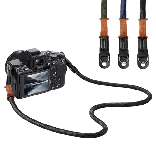 MoKo Sangle d'appareil Photo, 100 cm Sangles de Cou et d'épaule en Corde pour Photographes, Corde d'escalade Légère en Nylon avec Anneau Métallique pour...