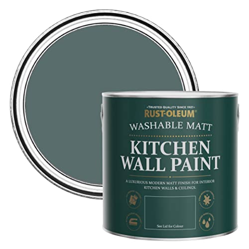 Rust-Oleum Green Washable Kitchen Wall Paint in Matt Finish - Deep Sea 2.5L