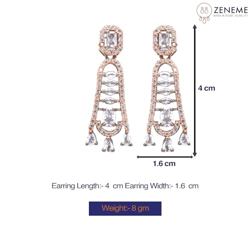 Classic Rhodium-Plated American Diamond Drop Earrings