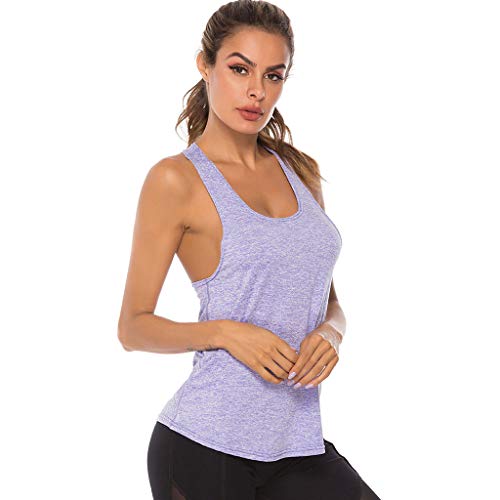 piabigka Yoga Tank Tops for Women High Performance Sport Vest Top Stretchy Moisture-Wicking Running Workout Activewear Shirt Purple