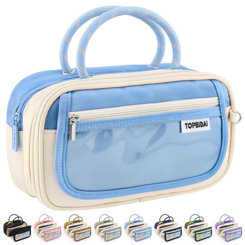 Image of TOPBIDAI Large Pencil Case Pouch School Supplies for Girls Boy Women Men | Big Pencil Bag with 5 Compartments, Easy Grip Handle, Office College School Pencil Box