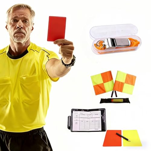 Kit drapeaux d'arbitre de football matériel cartons et sifflet - 2