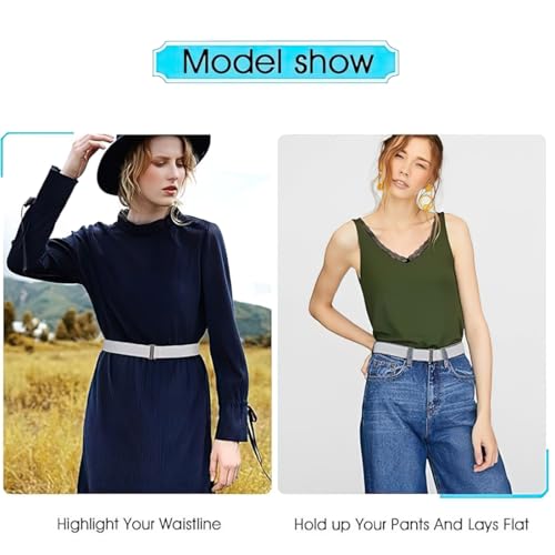 Women No Show Stretch Belt Invisible Elastic Web Strap Belt with Flat Buckle for Jeans Pants Dresses3