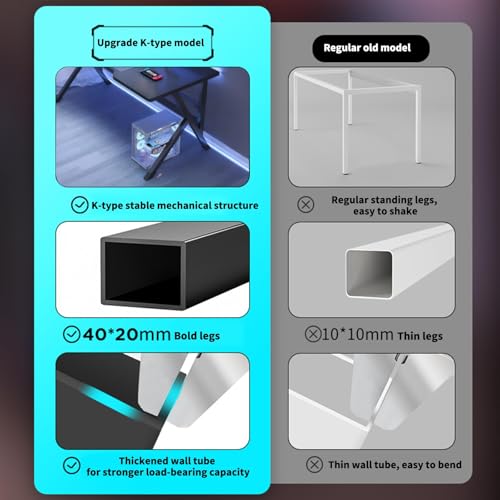 ديسينو مكتب العاب كبير مريح، مكتب كمبيوتر 100 سم، طاولة العاب على شكل حرف L، مكتب العاب الكمبيوتر، مكتب منزلي موفر للمساحة، سهل التجميع (اسود 2، 100 × 60 سم)