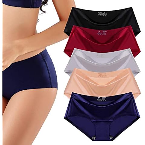 ITAYAX Plus Size Stretchy Soft Satin Underwear for Women Frozen Silky Panties with Silky Tactile Touch 5 Pack Womens Silky Panties Cover